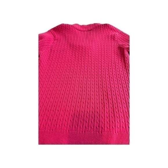 JEANNE PIERRE V Neck 3/4 Sleeve Barbie Pink 100% Cotton Size Large - Picture 6 of 9